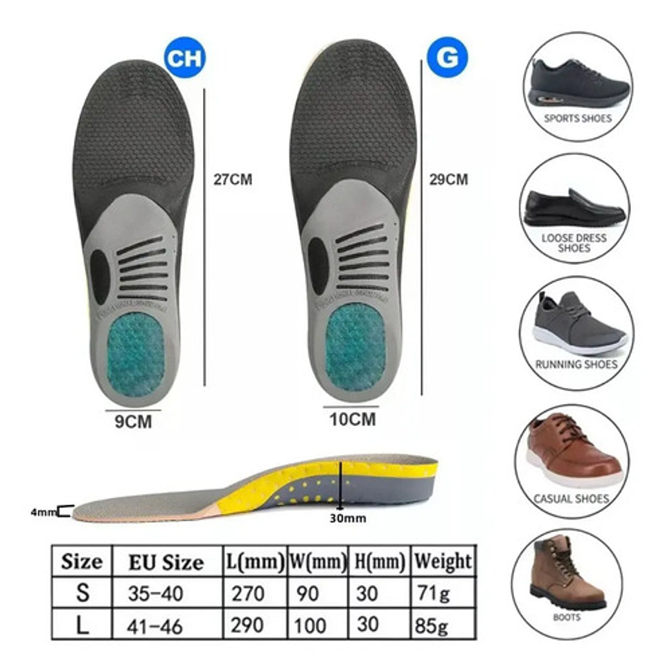 1 Par Plantillas Ortopédicas Para Fascitis Plantar Pie Plano 6