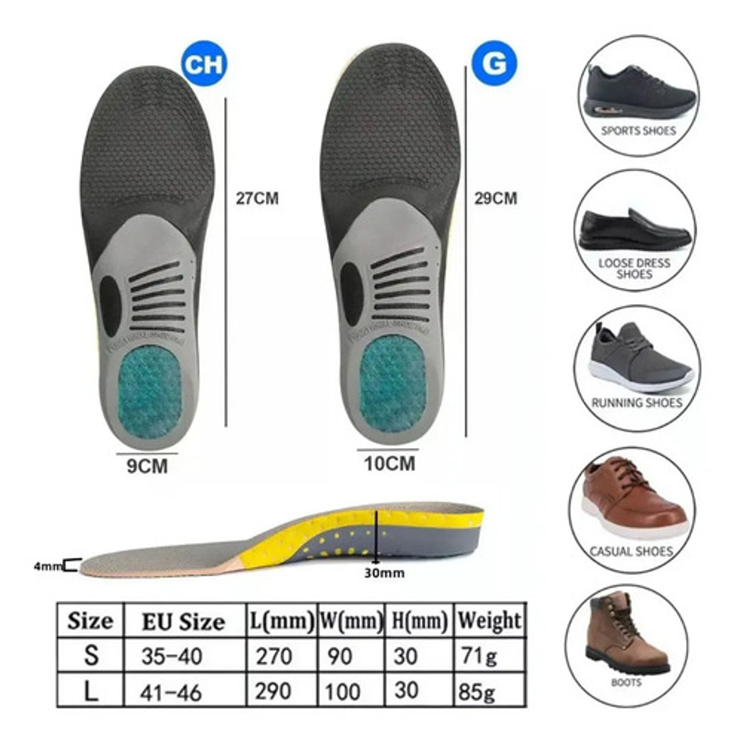 1 Par Plantillas Ortopédicas Para Fascitis Plantar Pie Plano 14