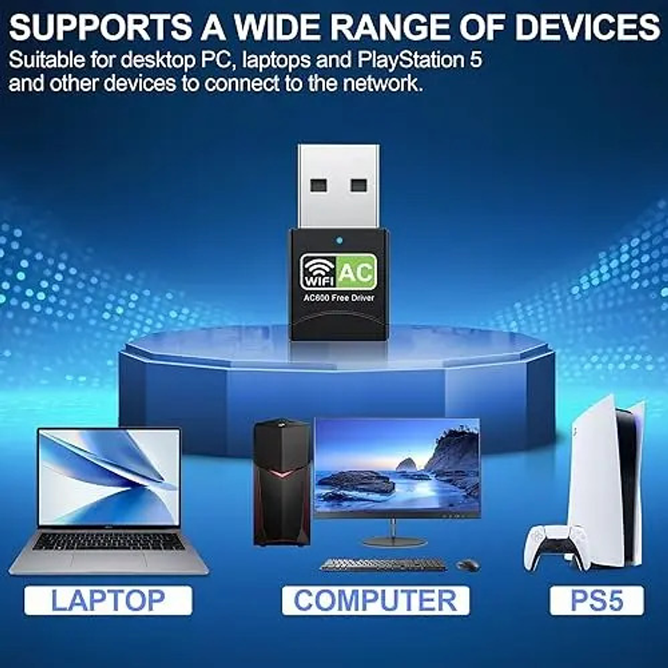 Adaptador Receptor Antena Wifi Ac Doble Banda Dual 2.4y5ghz  4