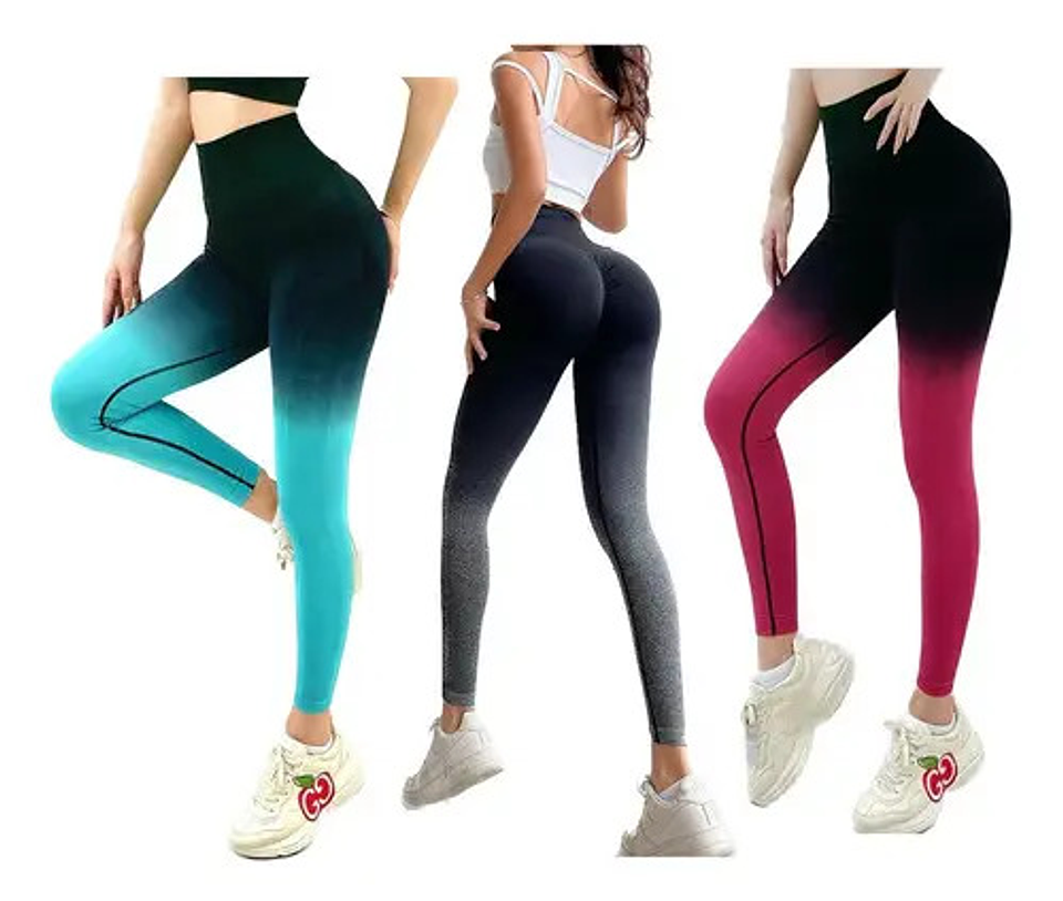 Pack 3 Calzas Leggings Cintura Alta Push Up Colores Surtido 2