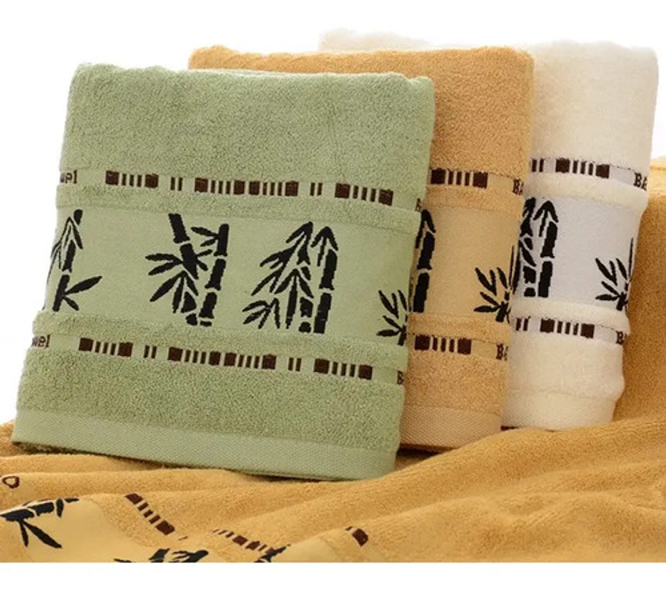 Pack 3 Toalla De Baño Fibra Bambú De Lujo Absorbente Grueso Multicolor Lisa 4