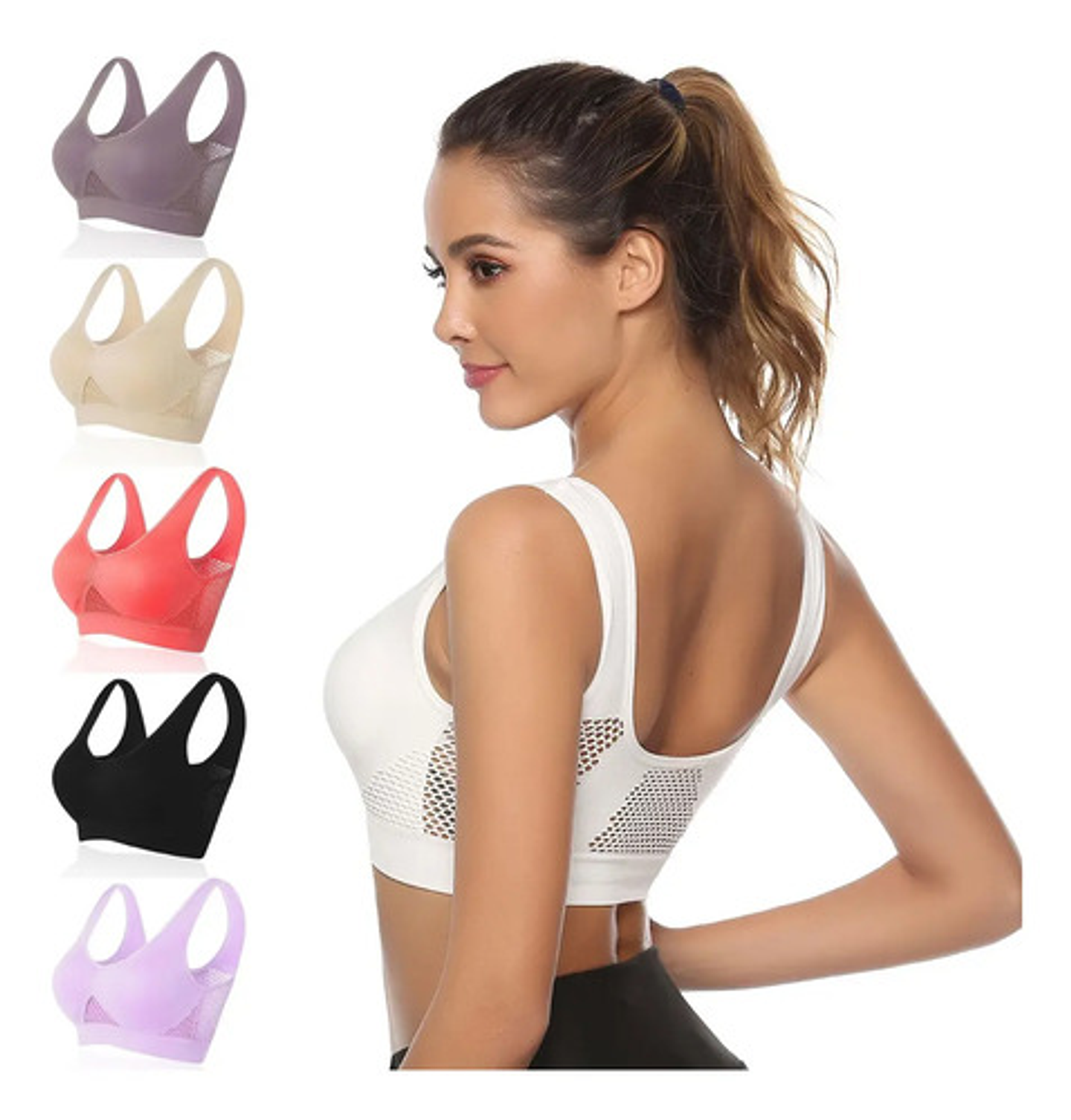 Pack 3 Sostén Deportivo Elasticado Mujer Peto Sujetador 2