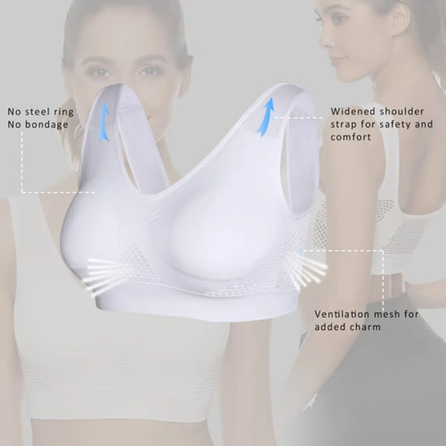 Pack 3 Sostén Deportivo Elasticado Mujer Peto Sujetador 8