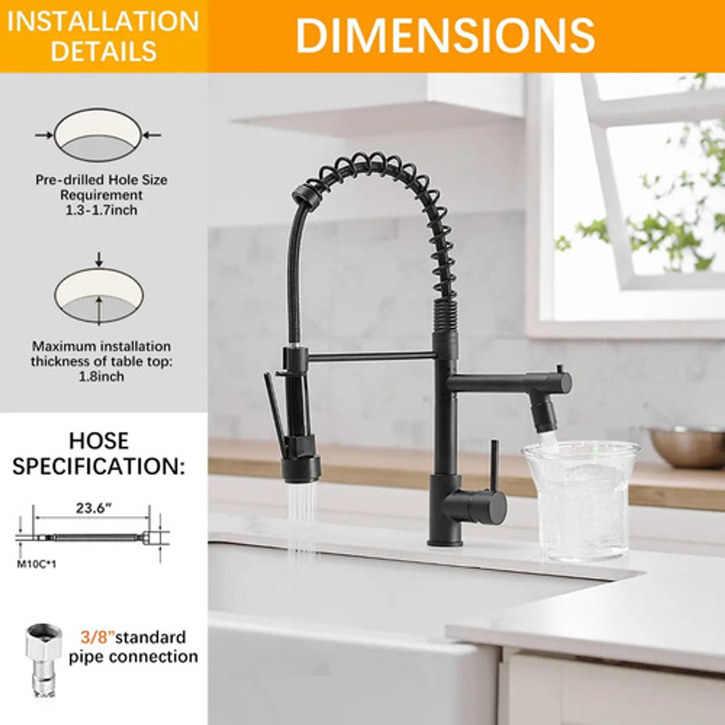 Grifo Mezclador Cocina Monomando Fregadero Llave Giro De 360 4