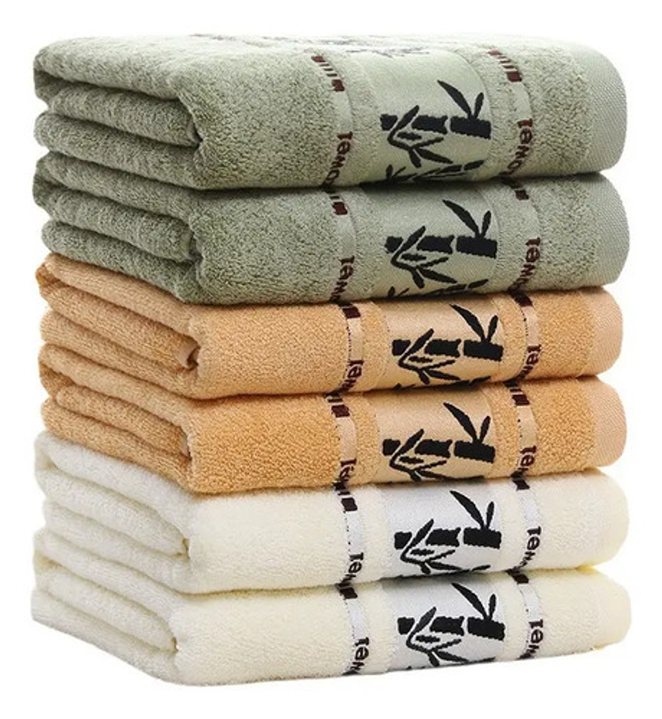 Pack 6 Toalla De Baño Fibra Bambú De Lujo Absorbente Grueso 1