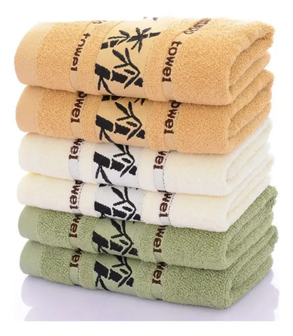Pack 6 Toalla De Baño Fibra Bambú De Lujo Absorbente Grueso 2