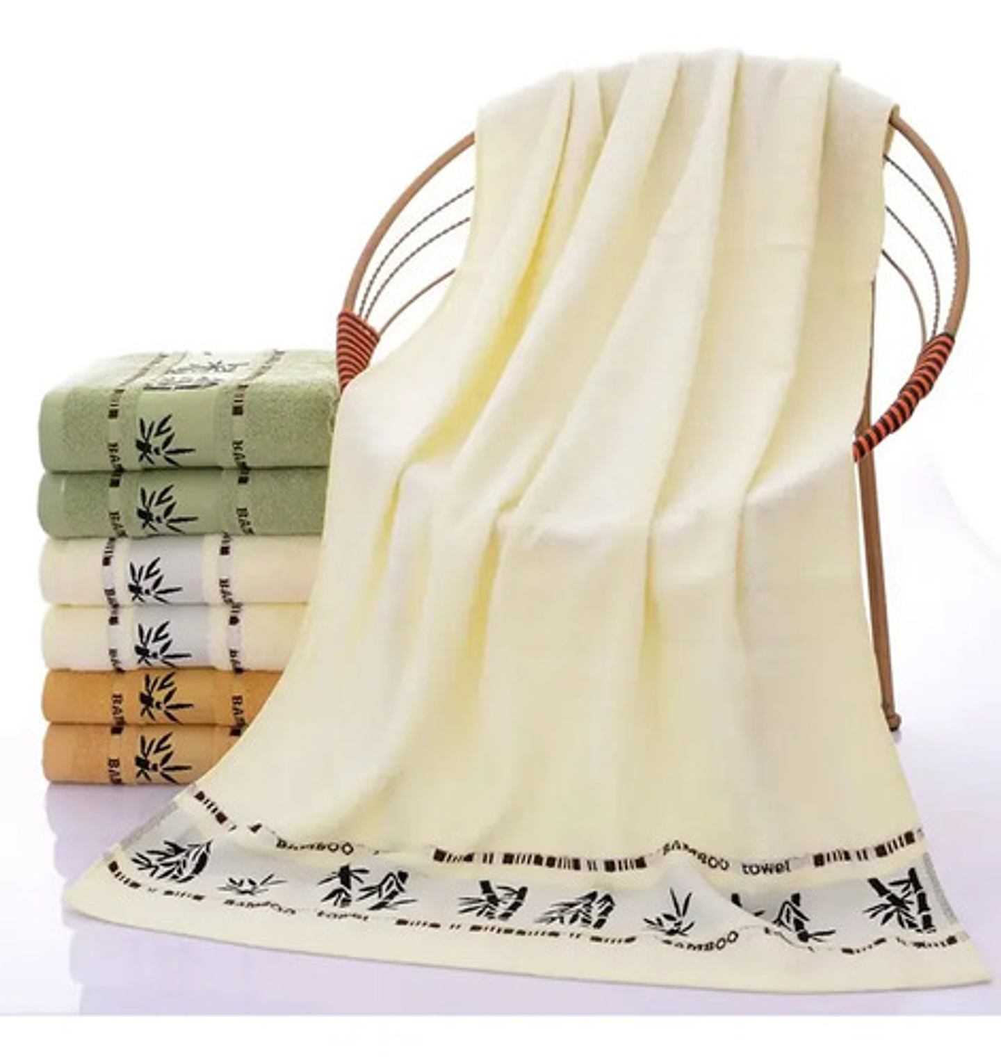 Pack 6 Toalla De Baño Fibra Bambú De Lujo Absorbente Grueso 9