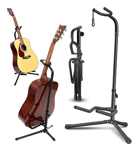 Soporte Atril Guitarra Y Bajo Plegable Negro