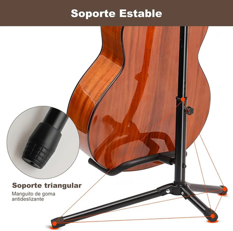 Soporte Atril Guitarra Y Bajo Plegable Negro 4