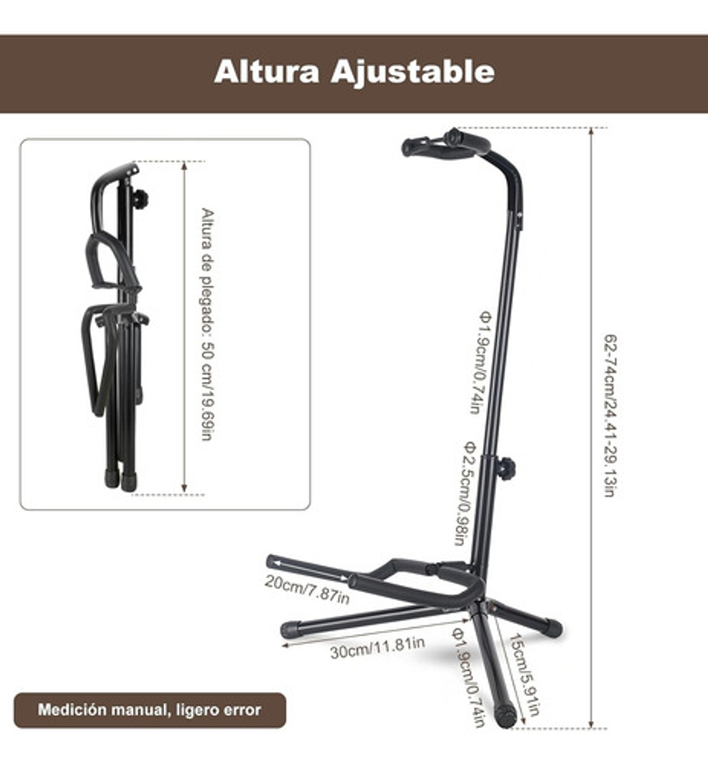 Soporte Atril Guitarra Y Bajo Plegable Negro 5