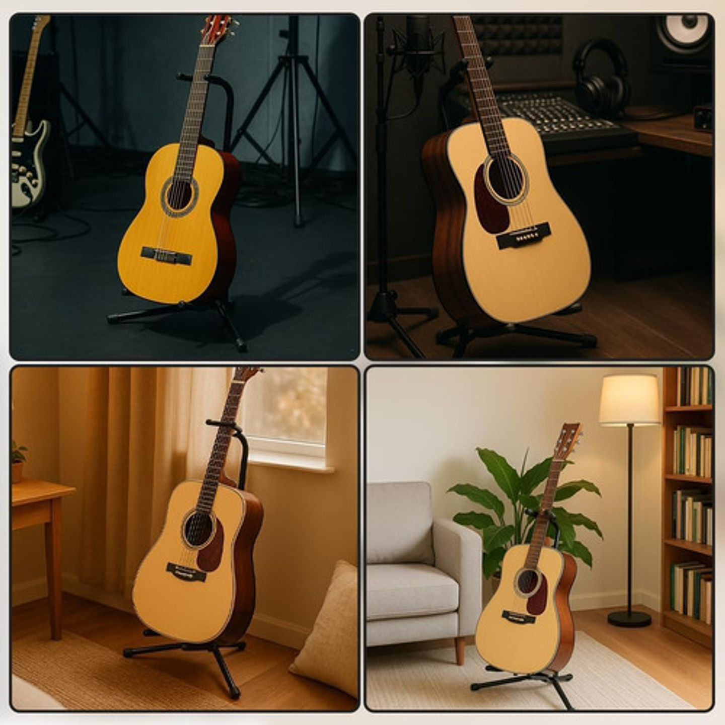 Soporte Atril Guitarra Y Bajo Plegable Negro 7