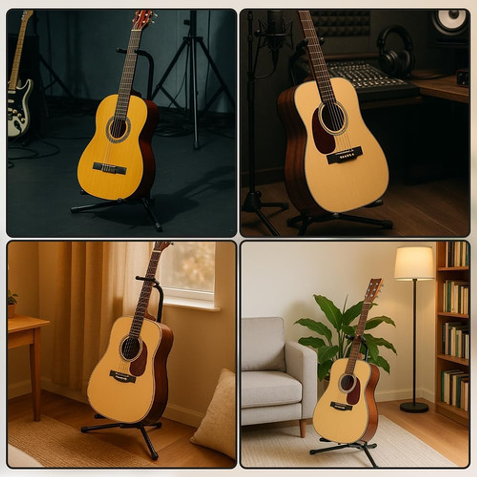 Soporte Atril Guitarra Y Bajo Plegable Negro 7