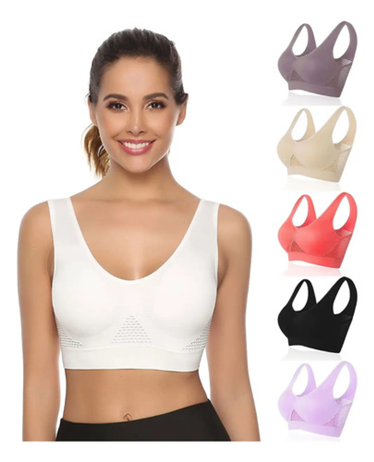 Pack 6 Sostén Deportivo Elasticado Mujer Peto Sujetador 2