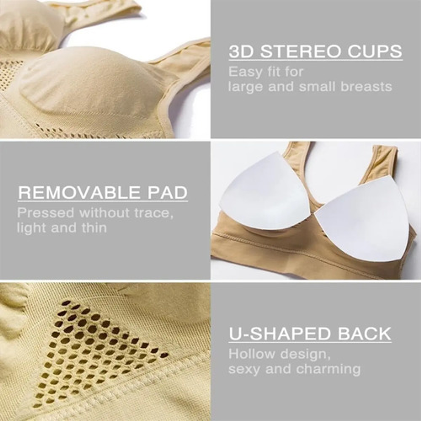 Pack 6 Sostén Deportivo Elasticado Mujer Peto Sujetador 9