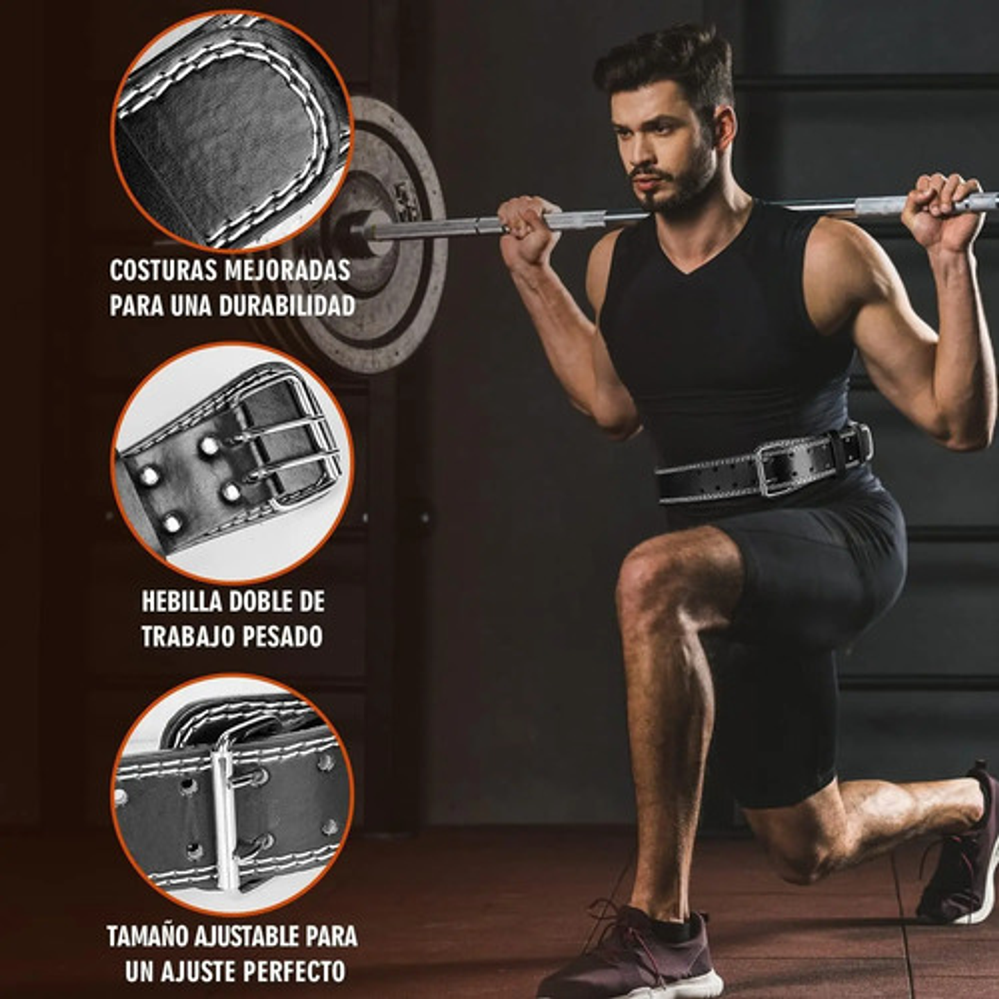 Cinturon Faja Cuero Pesas Crossfit Gym Fit Acojinada Premium 11