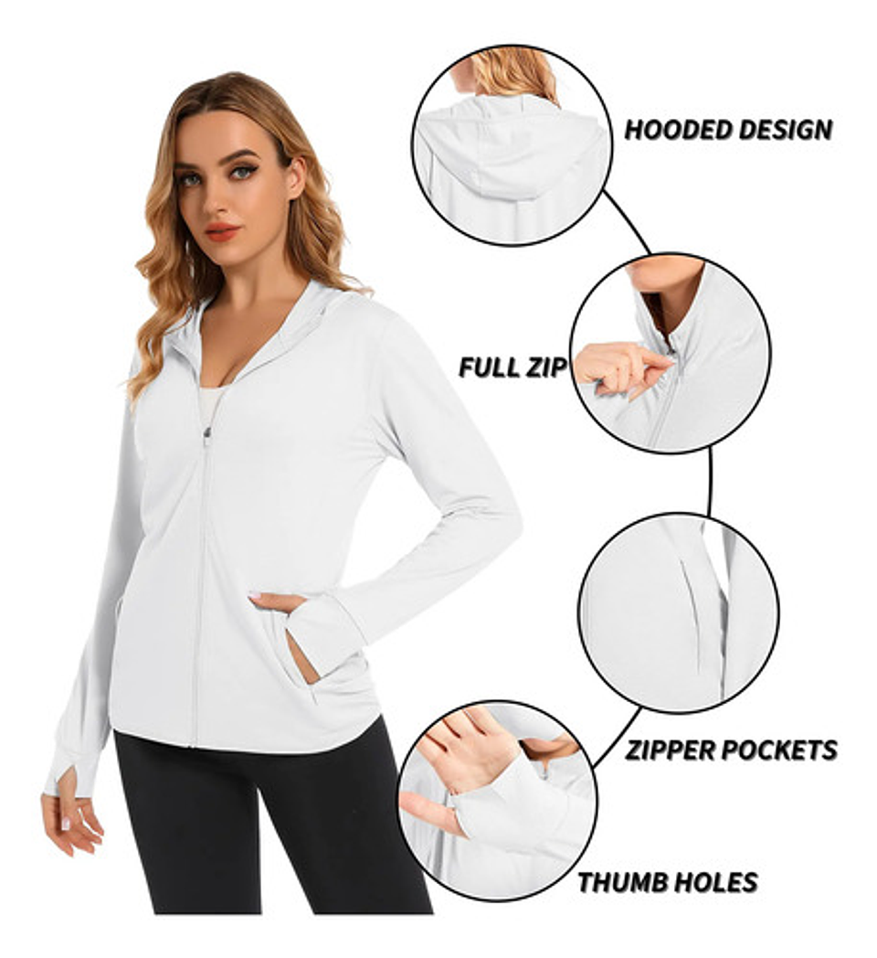 Sudadera Con Cremallera Upf50 Protección Solar Uv Para Mujer 10
