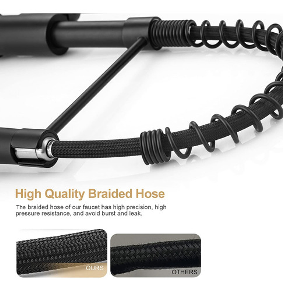 Llave Lavaplatos Negra Flexible - Acero Inoxidable Grifo 360 5