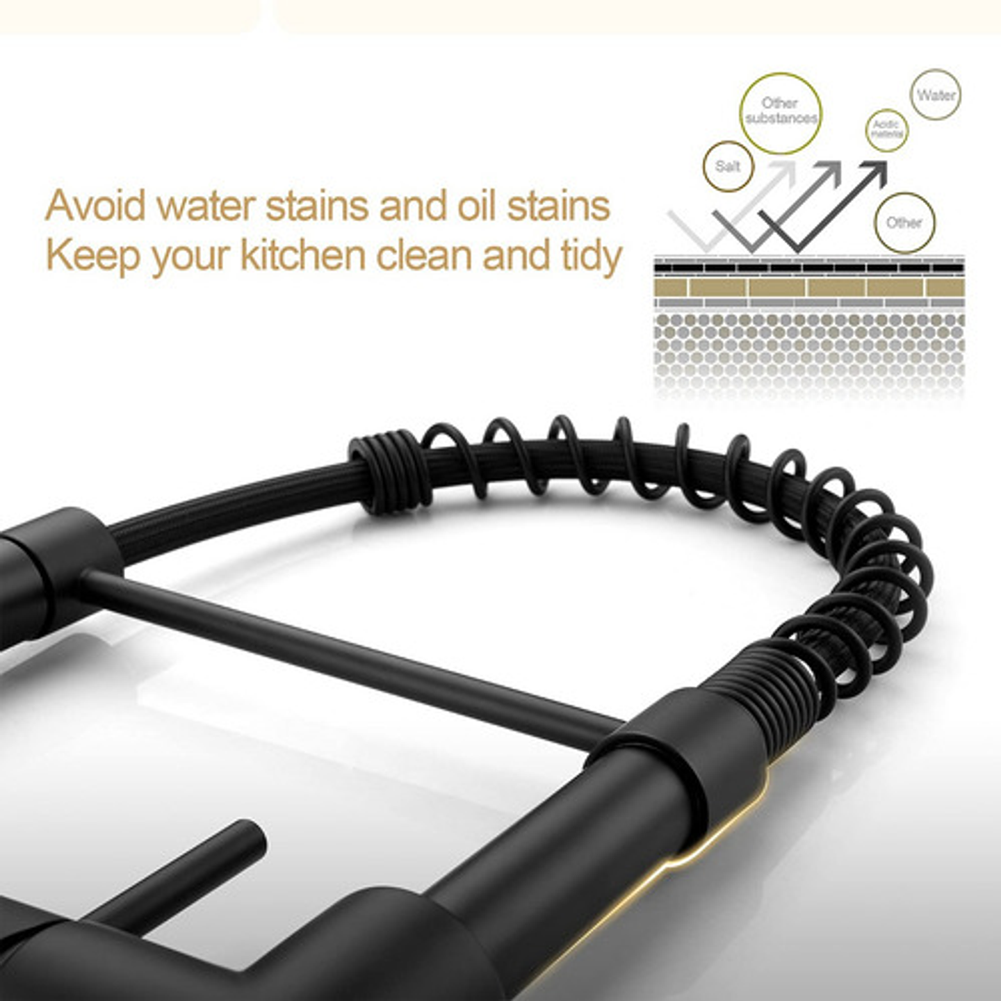 Llave Lavaplatos Negra Flexible - Acero Inoxidable Grifo 360 6