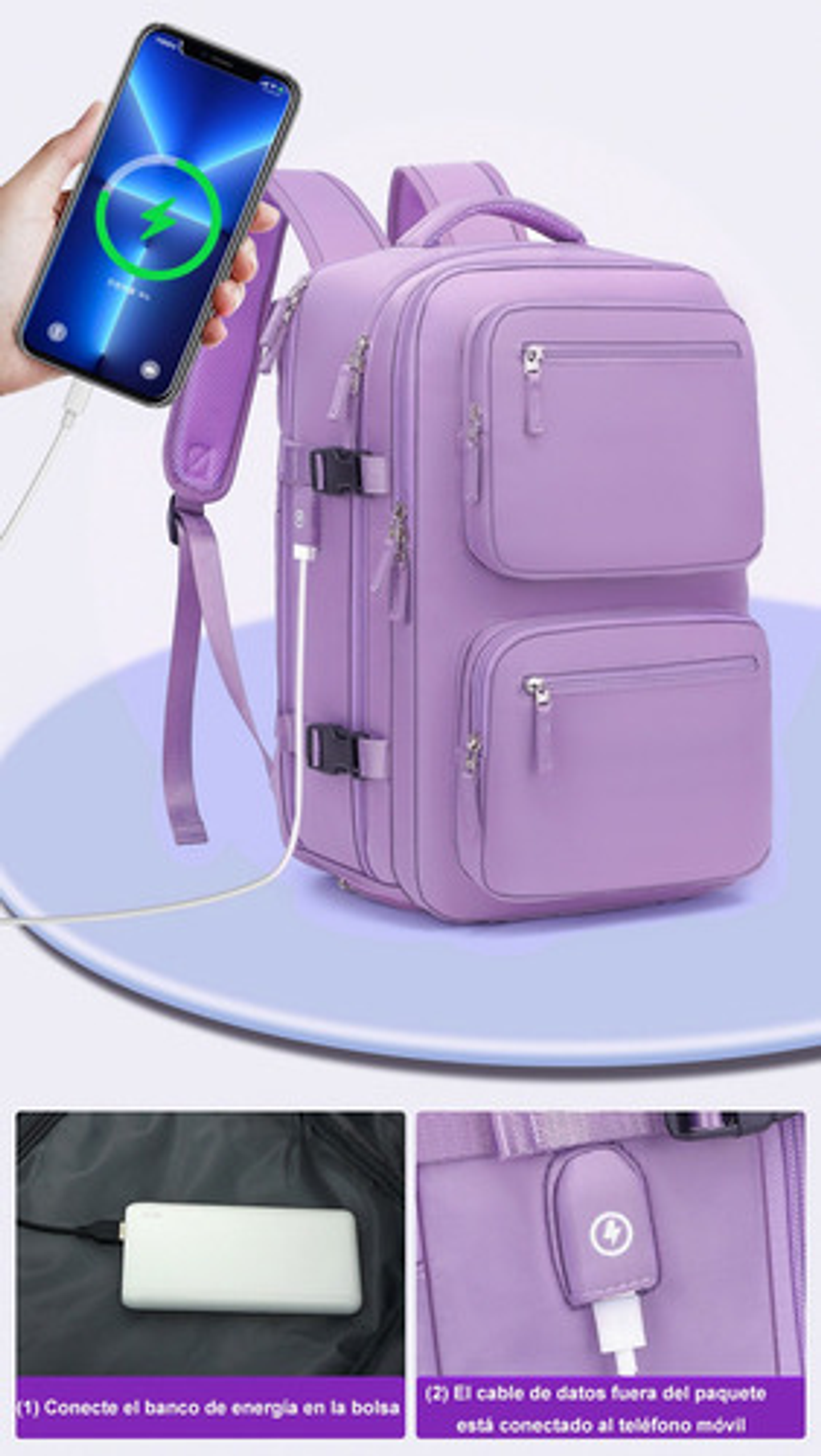 Mochila Viaje Impermeable Antirrobo Con Puerto Usb Notebook 14