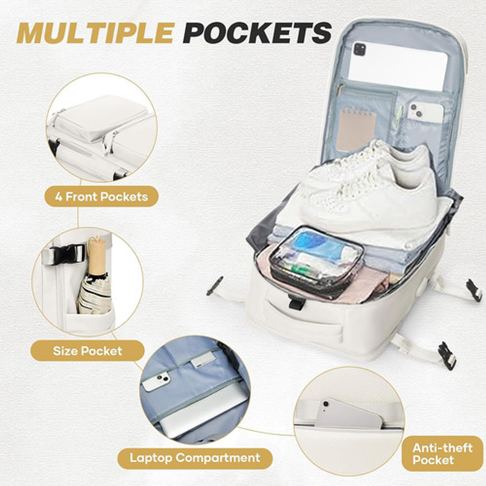 Mochila Viaje Impermeable Antirrobo Con Puerto Usb Notebook 18