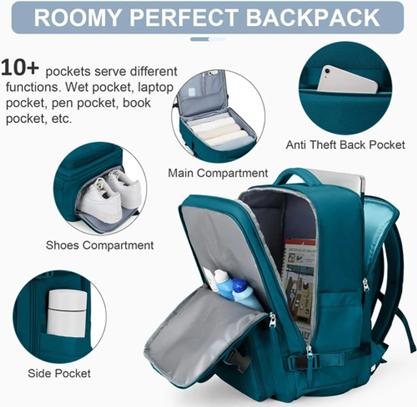 Mochila Viaje Impermeable Antirrobo Con Puerto Usb Notebook 27