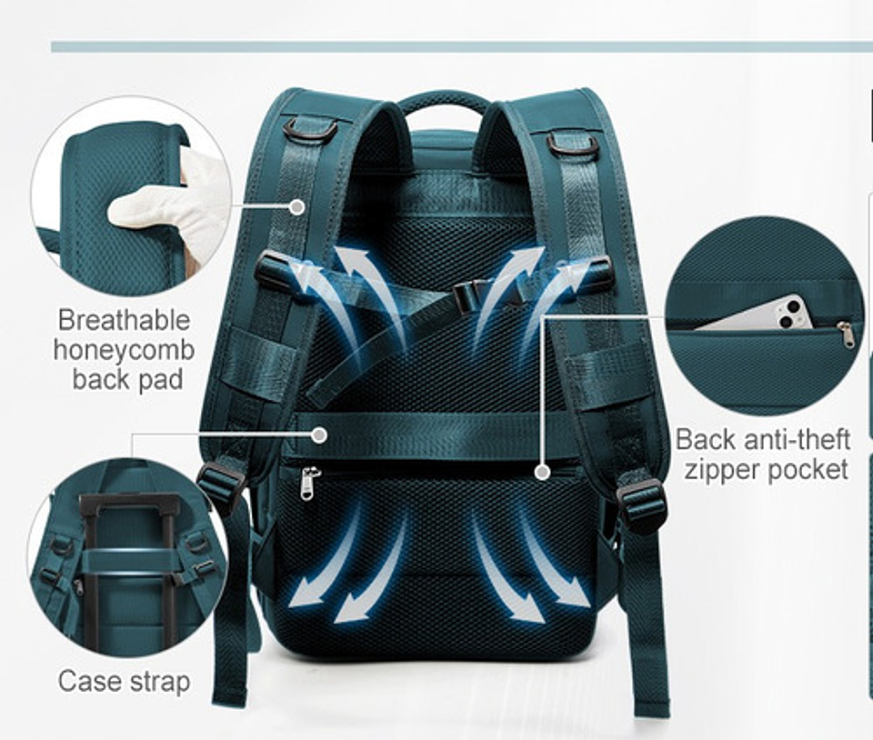 Mochila Viaje Impermeable Antirrobo Con Puerto Usb Notebook 34