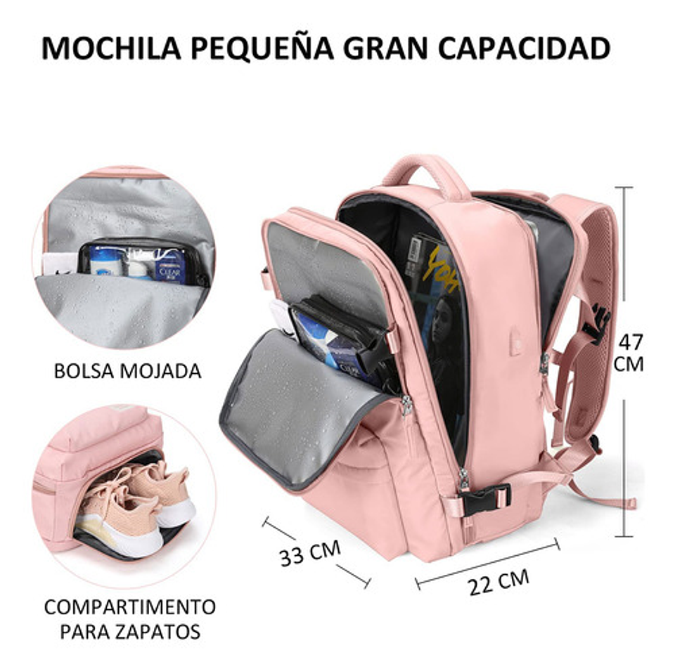 Mochila Viaje Impermeable Antirrobo Con Puerto Usb Notebook 43