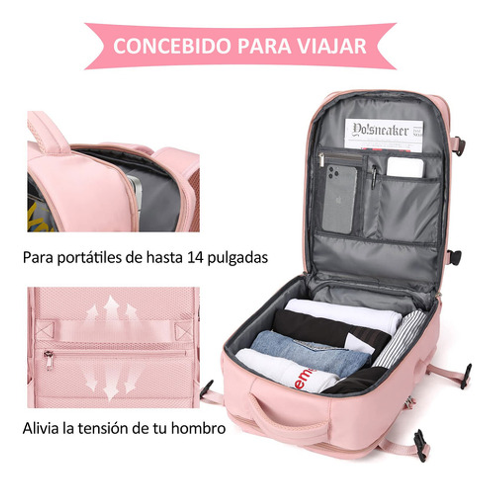 Mochila Viaje Impermeable Antirrobo Con Puerto Usb Notebook 44