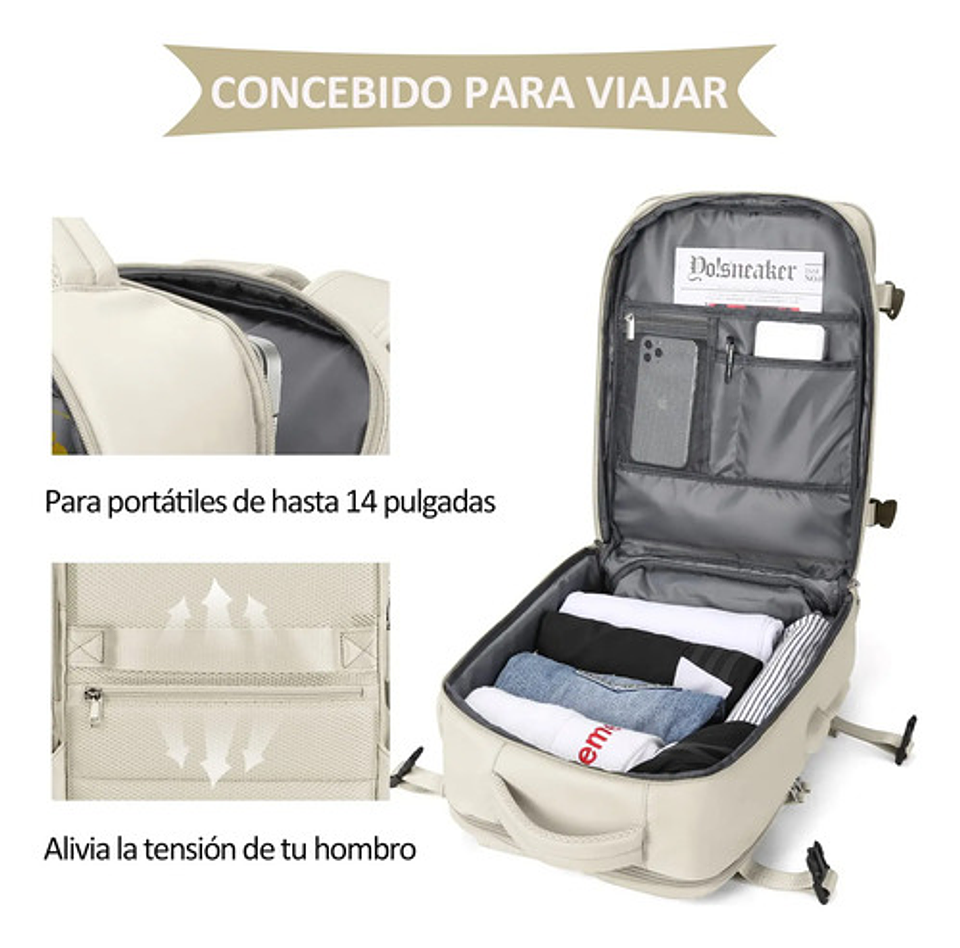 Mochila Viaje Impermeable Antirrobo Con Puerto Usb Notebook 50