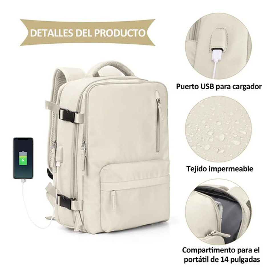 Mochila Viaje Impermeable Antirrobo Con Puerto Usb Notebook 52