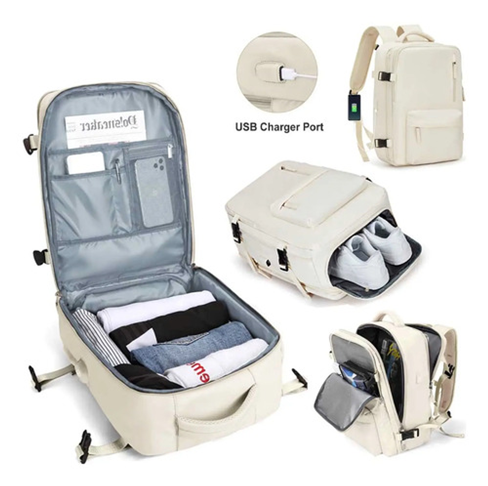 Mochila Viaje Impermeable Antirrobo Con Puerto Usb Notebook 54