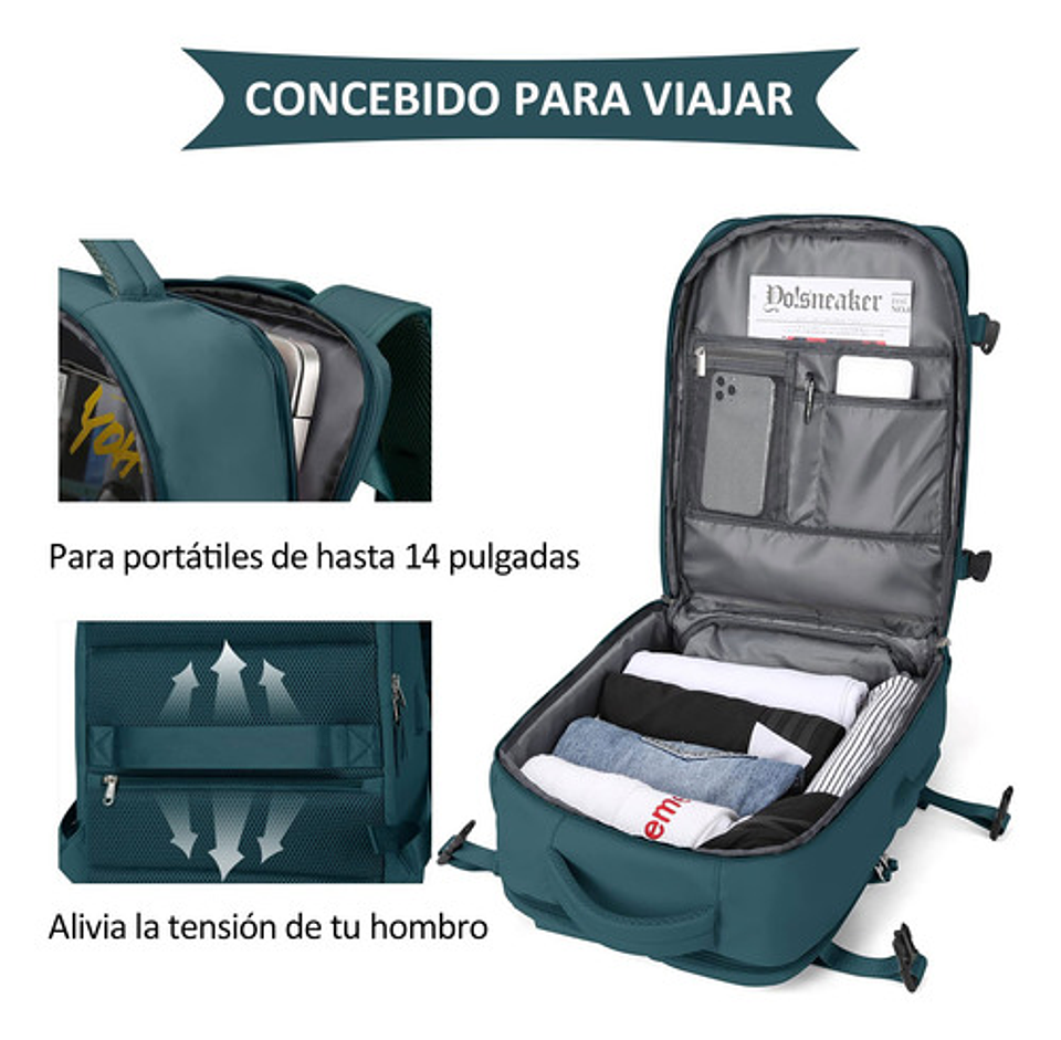 Mochila Viaje Impermeable Antirrobo Con Puerto Usb Notebook 58
