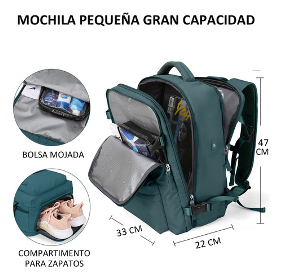 Mochila Viaje Impermeable Antirrobo Con Puerto Usb Notebook 59
