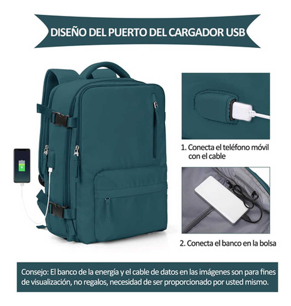 Mochila Viaje Impermeable Antirrobo Con Puerto Usb Notebook 60