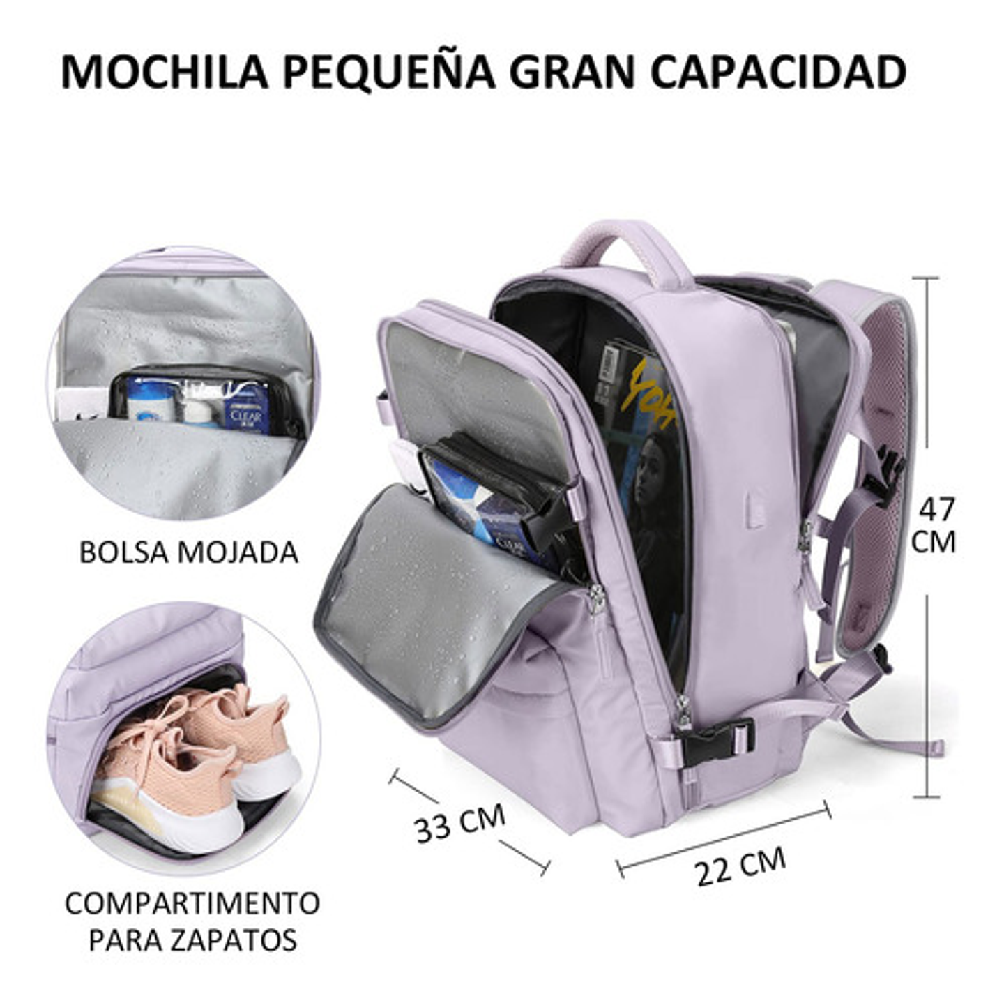 Mochila Viaje Impermeable Antirrobo Con Puerto Usb Notebook 65