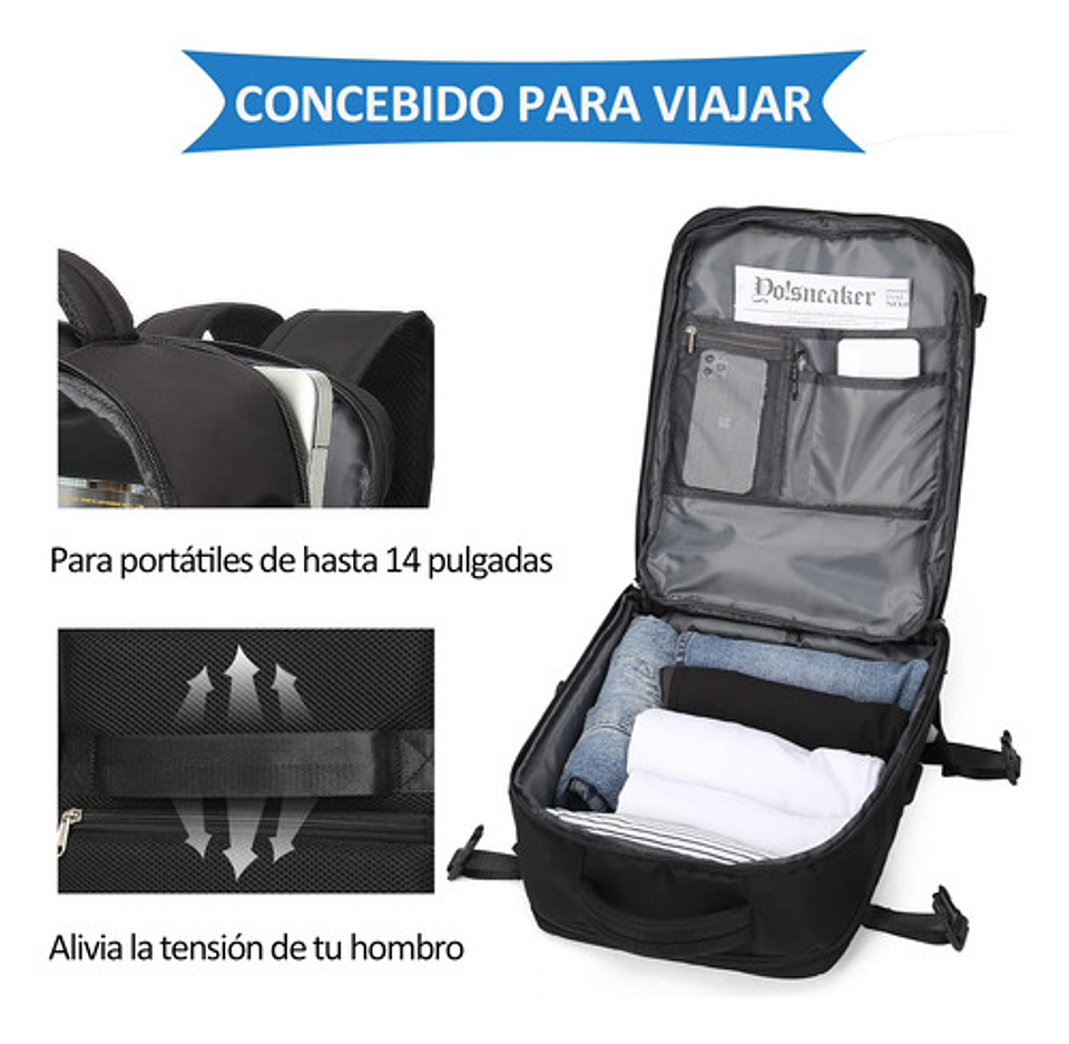 Mochila Viaje Impermeable Antirrobo Con Puerto Usb Notebook 72