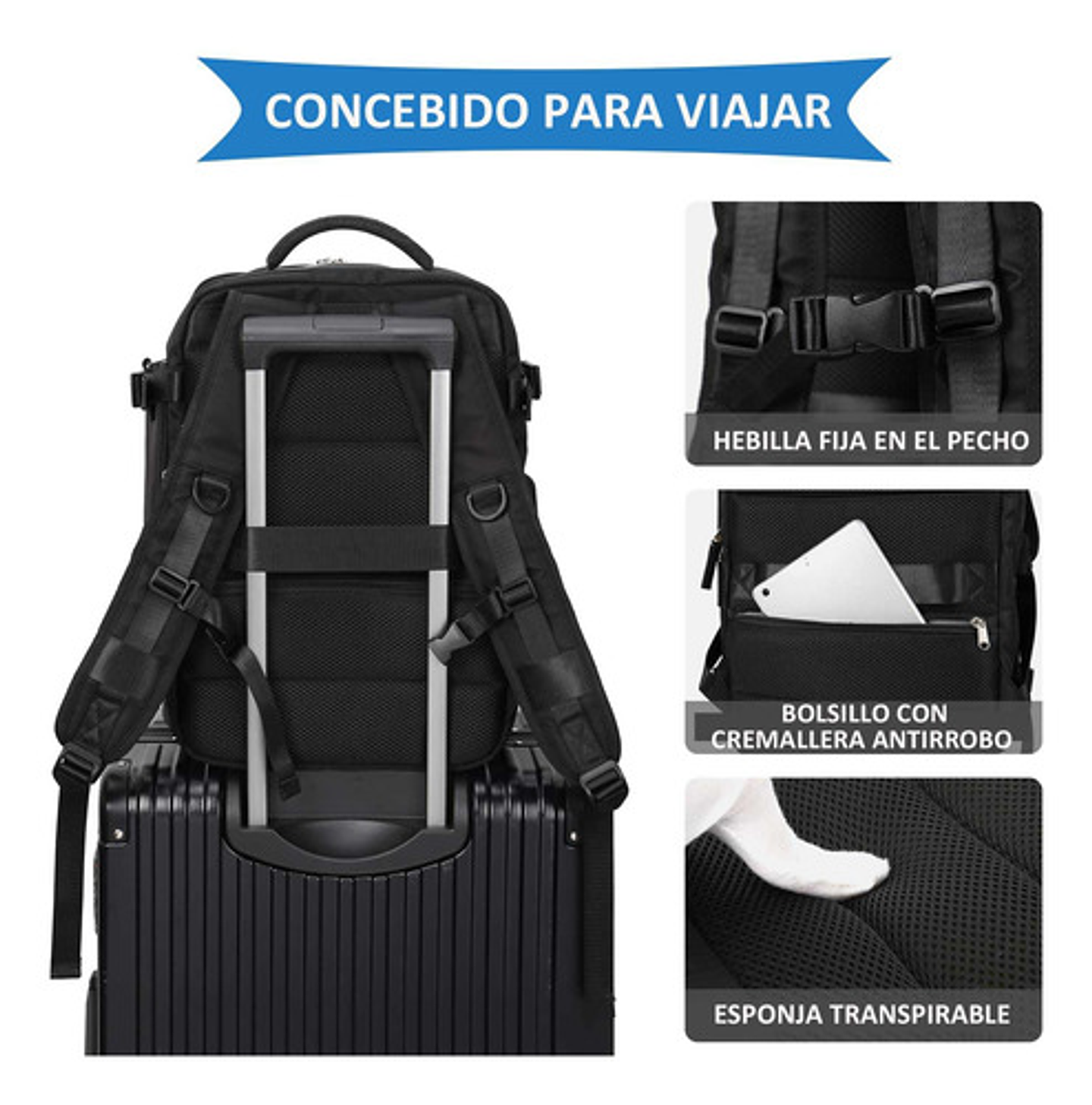 Mochila Viaje Impermeable Antirrobo Con Puerto Usb Notebook 74