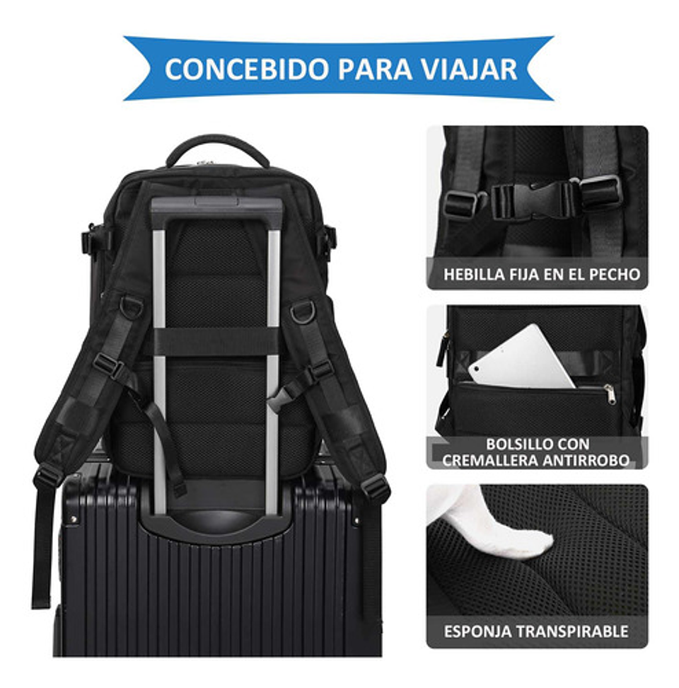 Mochila Viaje Impermeable Antirrobo Con Puerto Usb Notebook 74