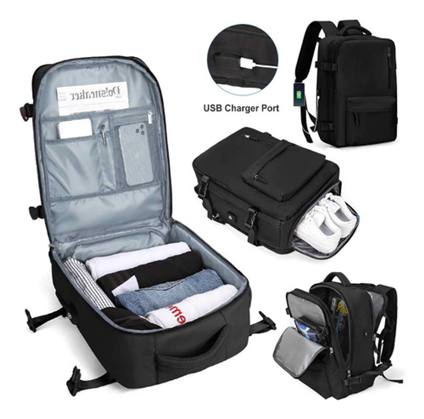 Mochila Viaje Impermeable Antirrobo Con Puerto Usb Notebook 76