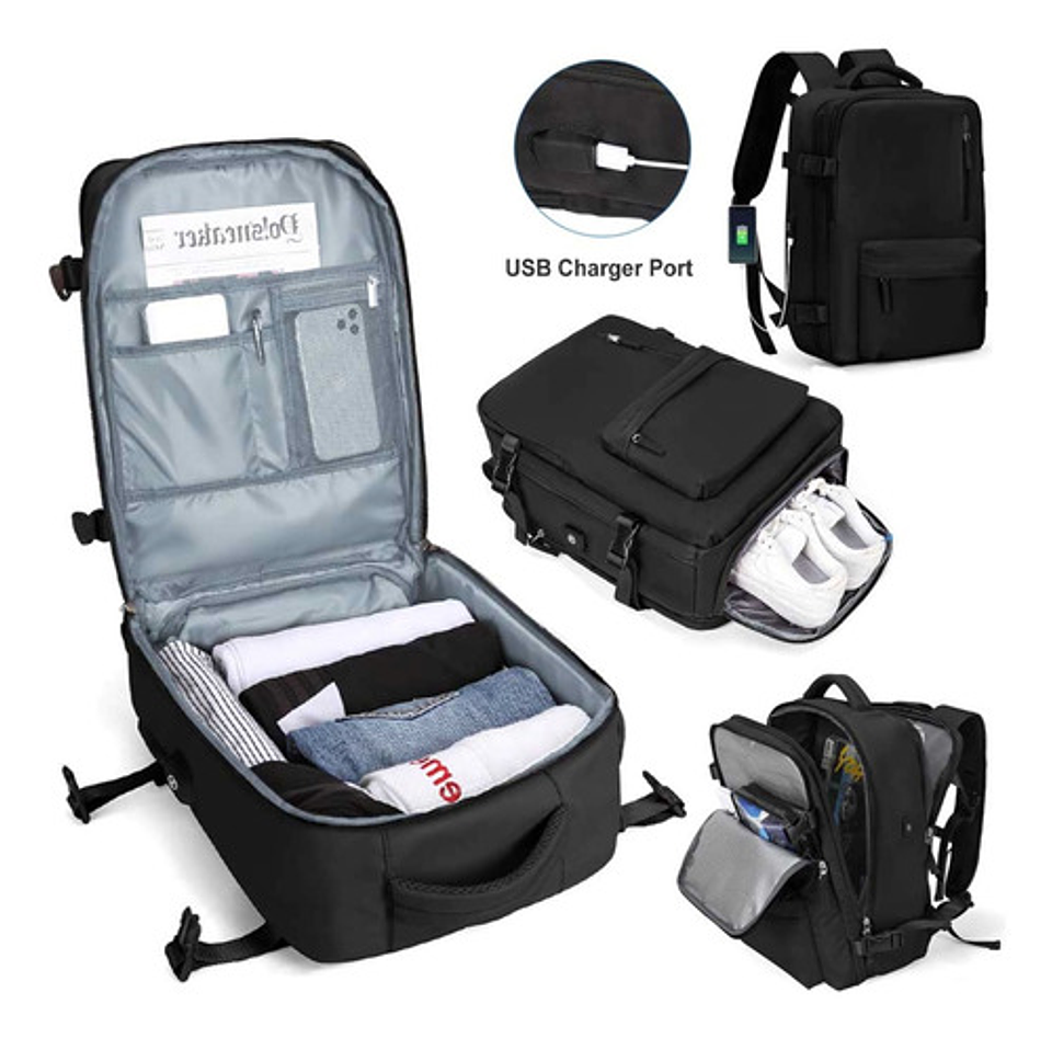 Mochila Viaje Impermeable Antirrobo Con Puerto Usb Notebook 76