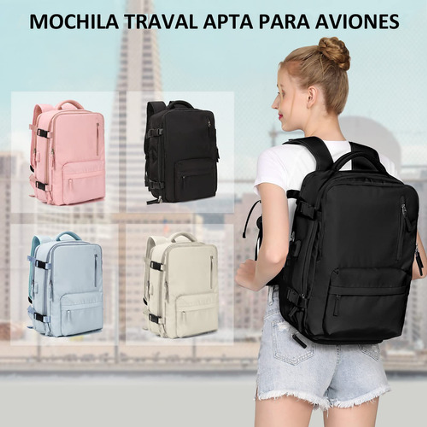Mochila Viaje Impermeable Antirrobo Con Puerto Usb Notebook 77