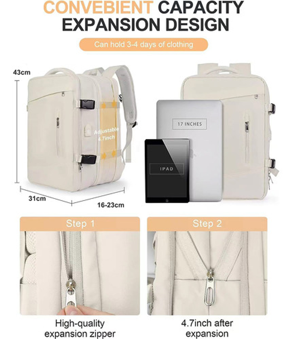 Mochila Viaje Impermeable Antirrobo Con Puerto Usb Notebook 80