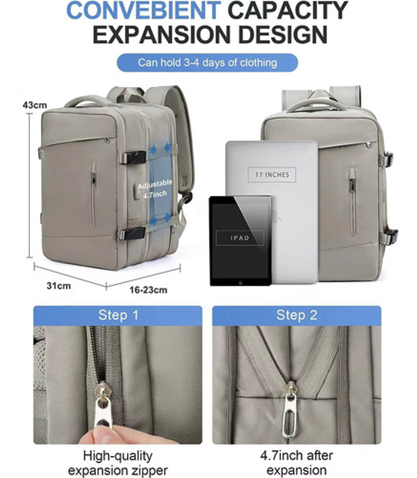 Mochila Viaje Impermeable Antirrobo Con Puerto Usb Notebook 92