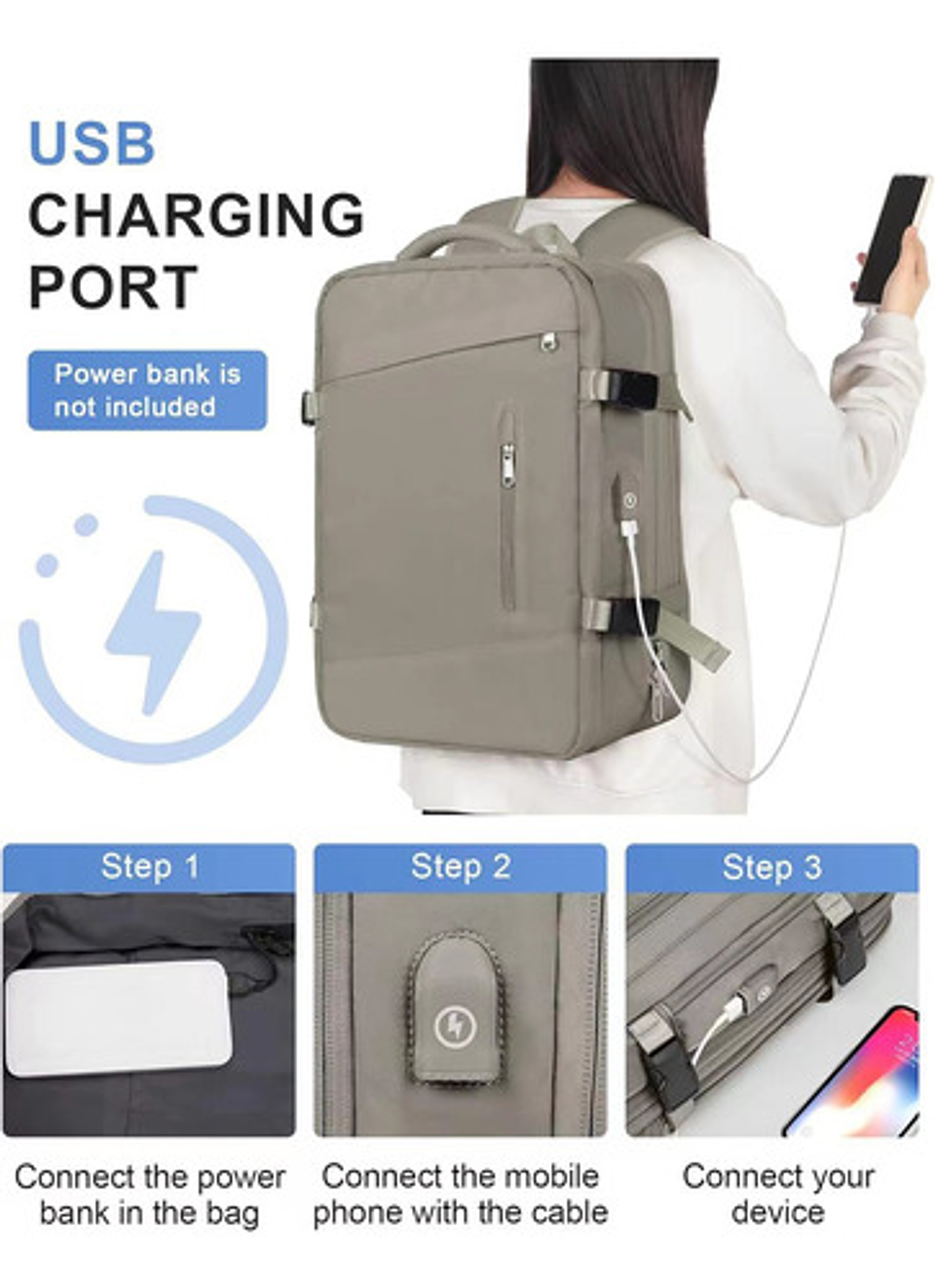 Mochila Viaje Impermeable Antirrobo Con Puerto Usb Notebook 93