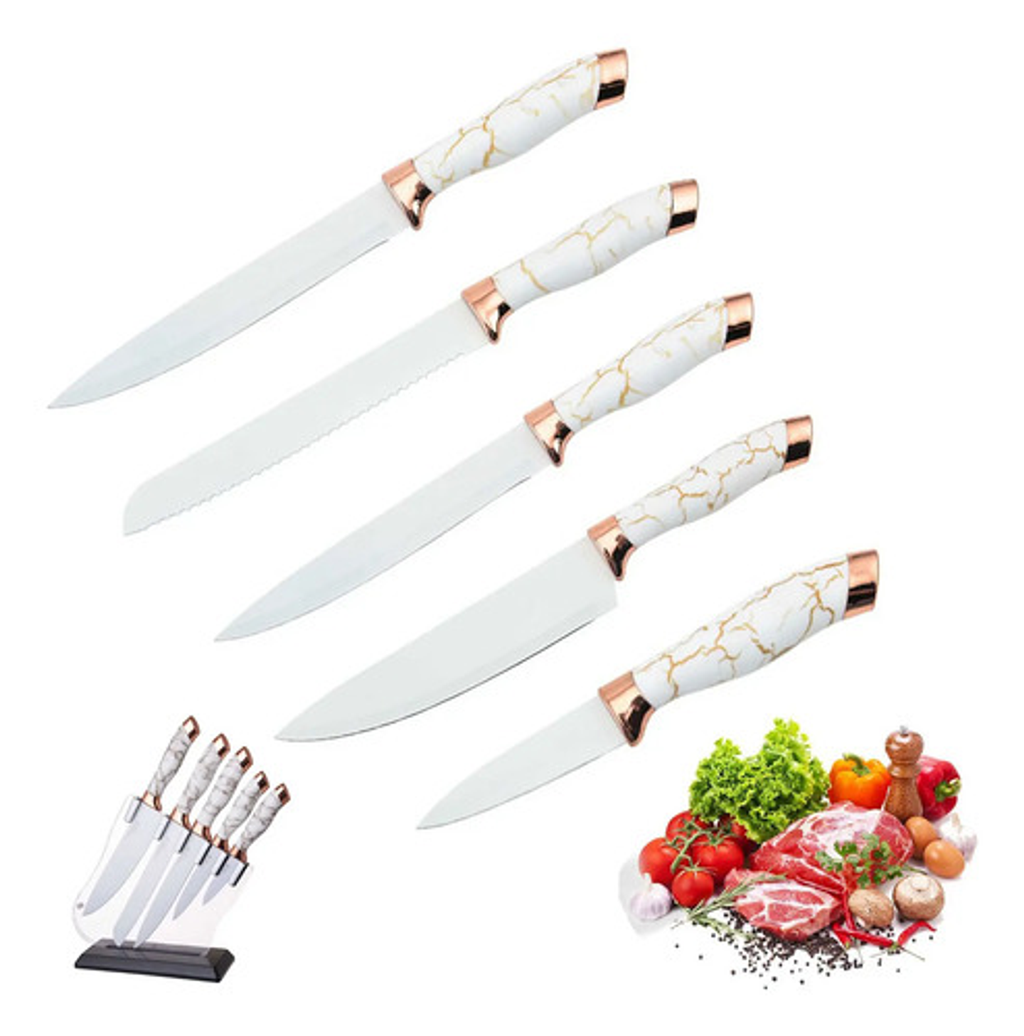 Pack 6 Cuchillos De Cocina Acero Inoxidable Antibacterial 1