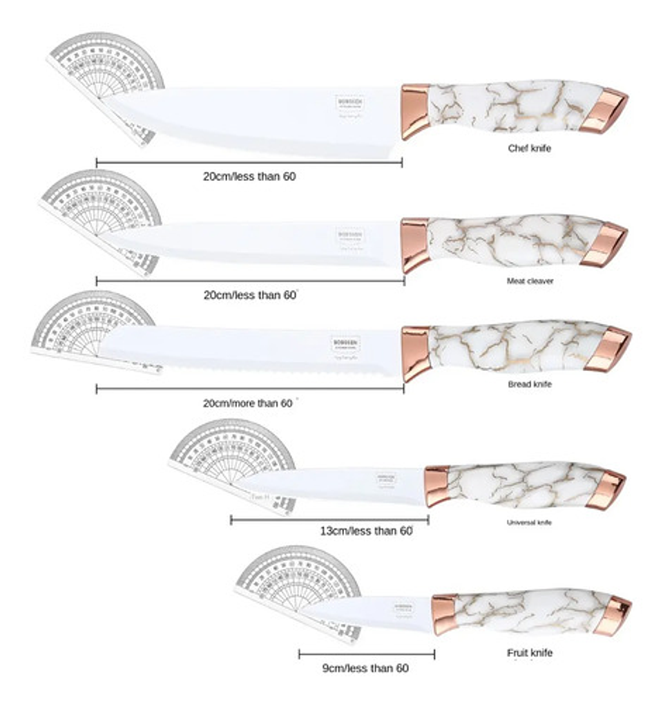 Pack 6 Cuchillos De Cocina Acero Inoxidable Antibacterial 3