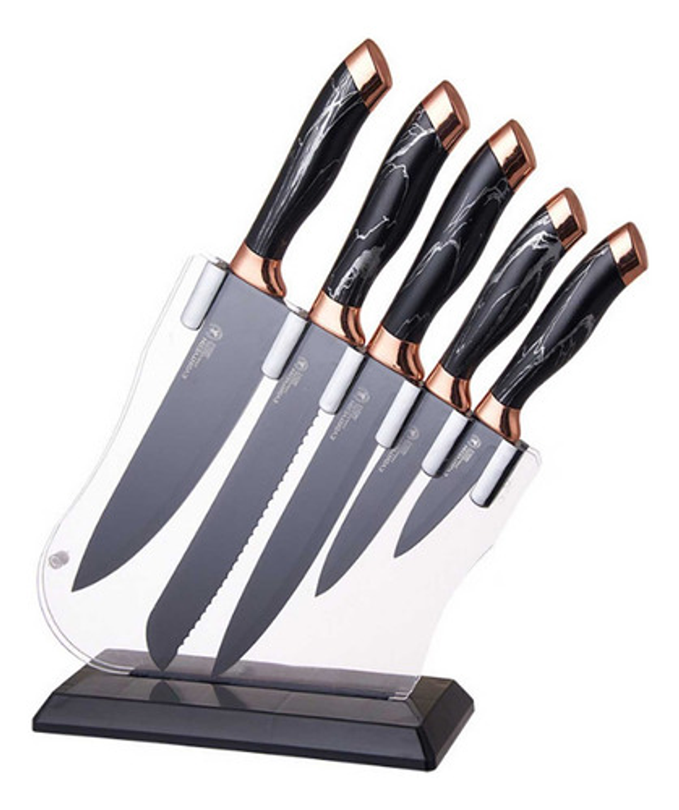 Pack 6 Cuchillos De Cocina Acero Inoxidable Antibacterial 8