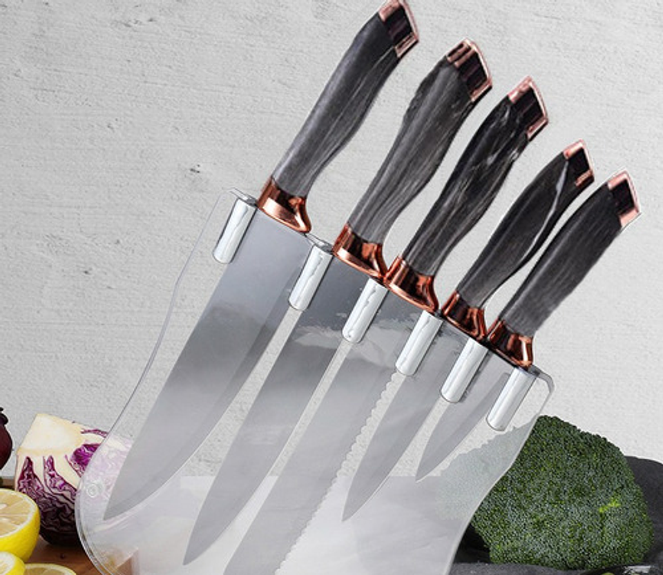 Pack 6 Cuchillos De Cocina Acero Inoxidable Antibacterial 13