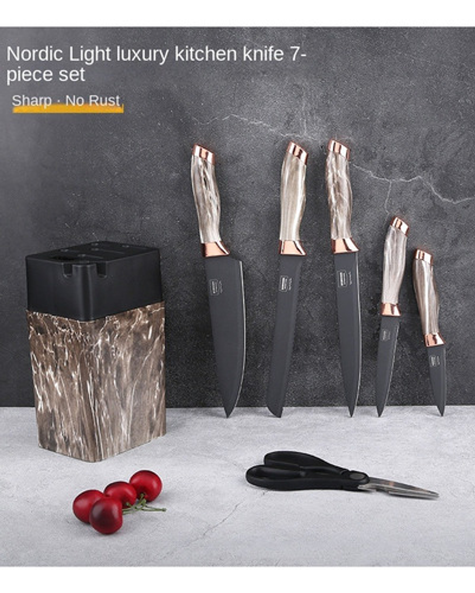 Pack 6 Cuchillos De Cocina Acero Inoxidable Antibacterial 15