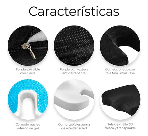 Cojín Ortopédico De Asiento Lumbar Antideslizante Oficina